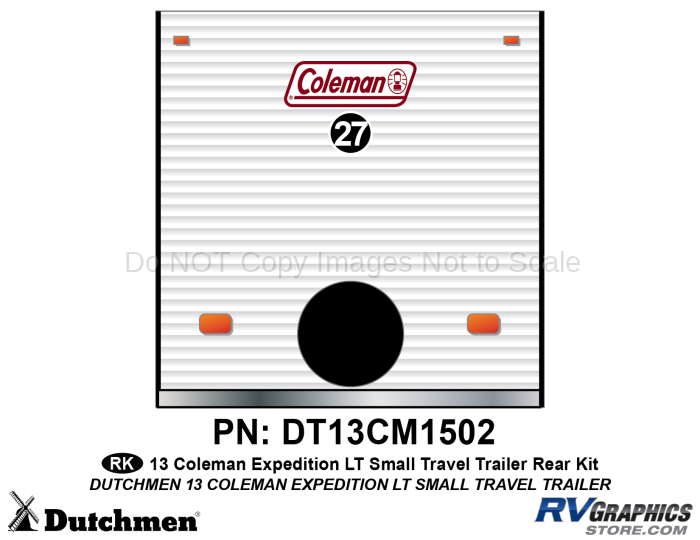 1 Piece 2013 Coleman Expedition LT Small Travel Trailer Rear Graphics Kit