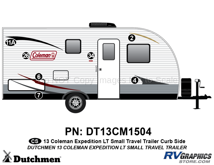 7 Piece 2013 Coleman Expedition LT Small Travel Trailer Curbside Graphics Kit