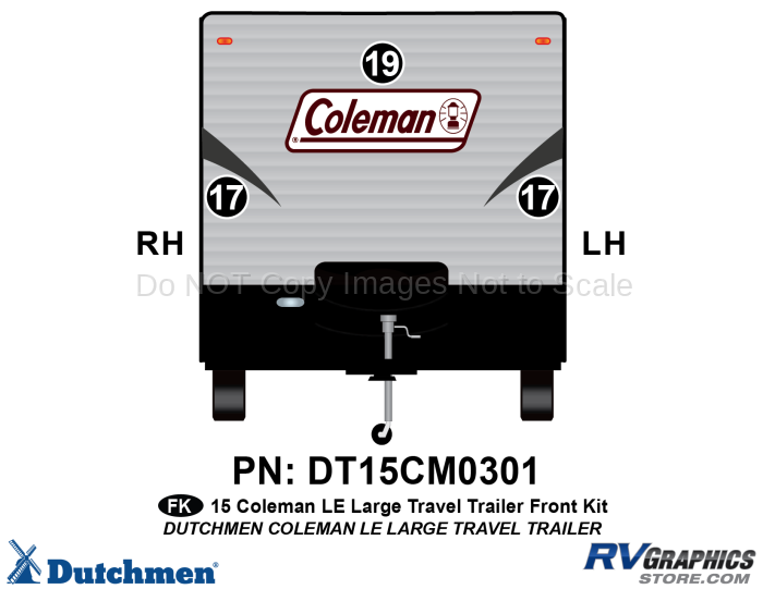 3 Piece 2015 Coleman Lg Travel Trailer Front Graphics Kit