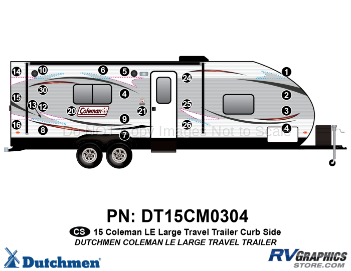 22 Piece 2015 Coleman Lg Travel Trailer Curbside Graphics Kit
