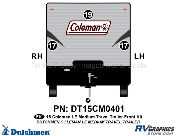 3 Piece 2015 Coleman Medium Travel Trailer Front Graphics Kit