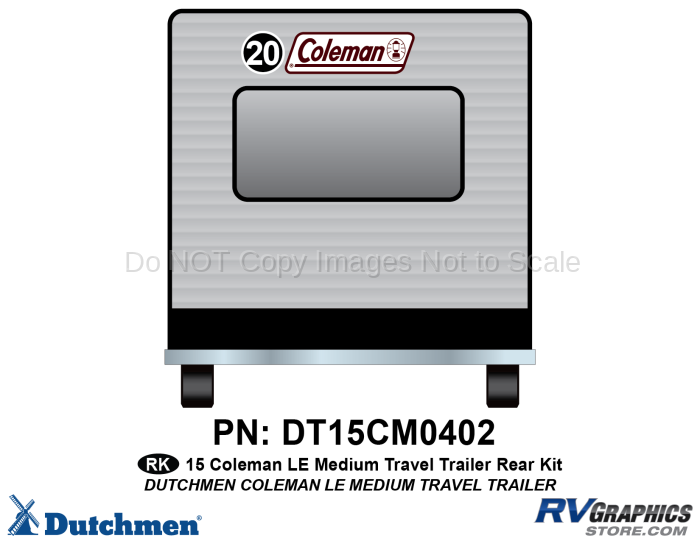 1 Piece 2015 Coleman Medium Travel Trailer Rear Graphics Kit