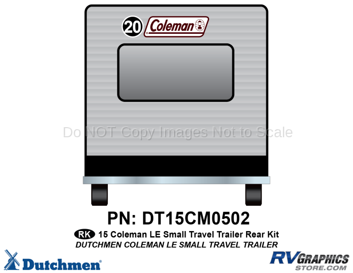 1 Piece 2015 Coleman Medium Travel Trailer Rear Graphics Kit