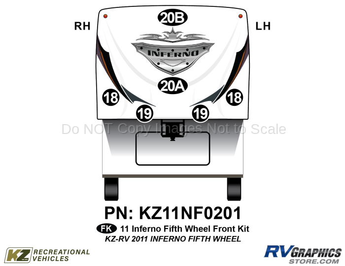 6 Piece 2011 Inferno Fifth Wheel Front Graphics Kit