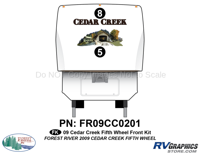 2 Piece 2009 Cedar Creek Fifth Wheel Front Graphics Kit