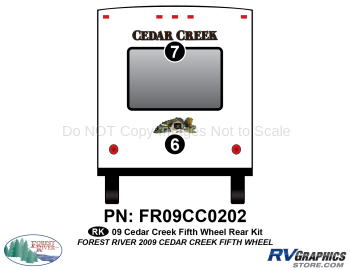 2 Piece 2009 Cedar Creek Fifth Wheel Rear Graphics Kit