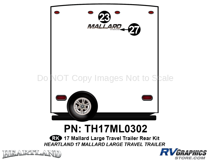 2 Piece 2017 Mallard Large Travel Trailer Rear Graphics Kit