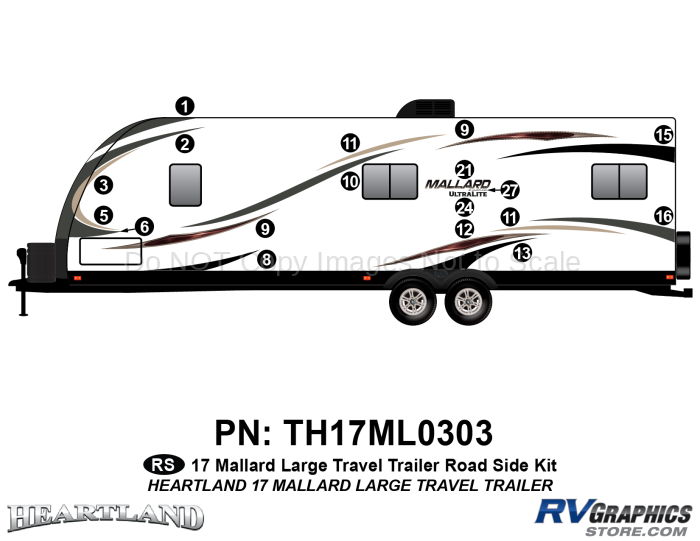 18 Piece 2017 Mallard Large Travel Trailer Roadside Graphics Kit