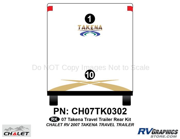2 Piece 2007 Takena Travel Trailer Rear Graphics Kit