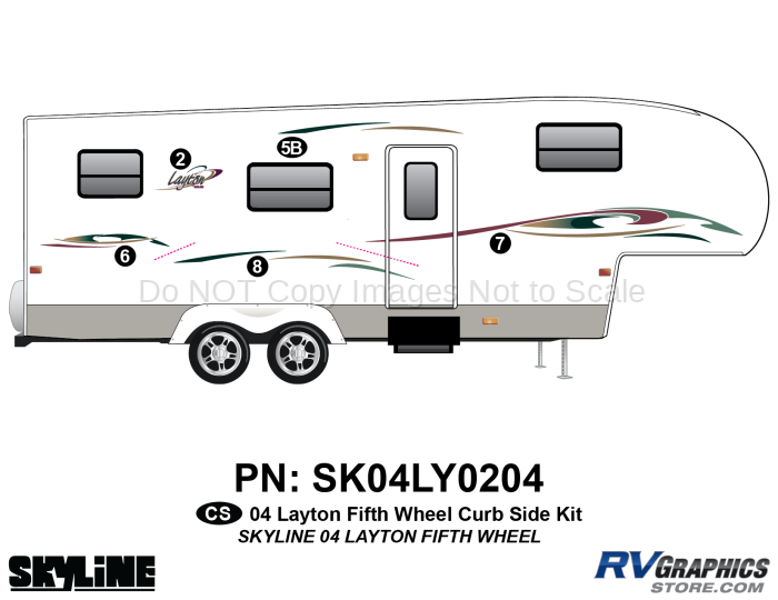 5 Piece 2004 Layton Fifth Wheel Curbside Graphics Kit