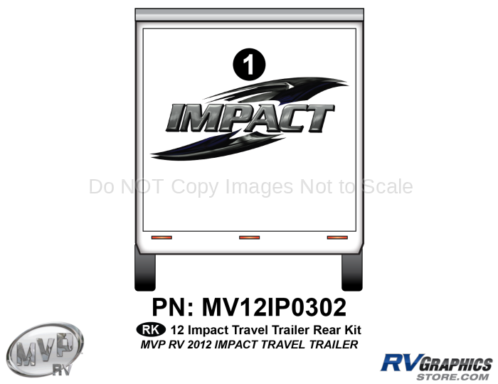 1 Piece 2012 Impact Travel Trailer Rear Graphics Kit