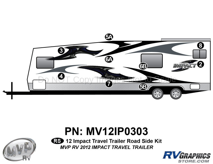 9 Piece 2012 Impact Travel Trailer Roadside Graphics Kit