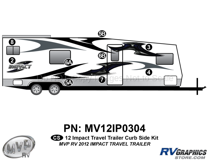 9 Piece 2012 Impact Travel Trailer Curbside Graphics Kit