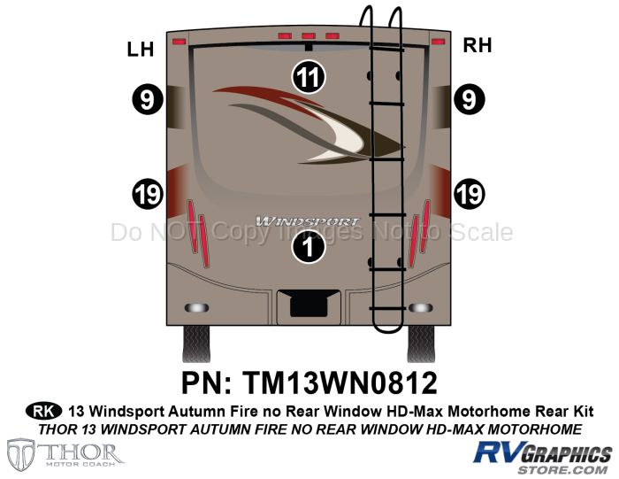 6 Piece 2013 Windsport MH Autumn Fire no Rear Window Rear Graphics Kit