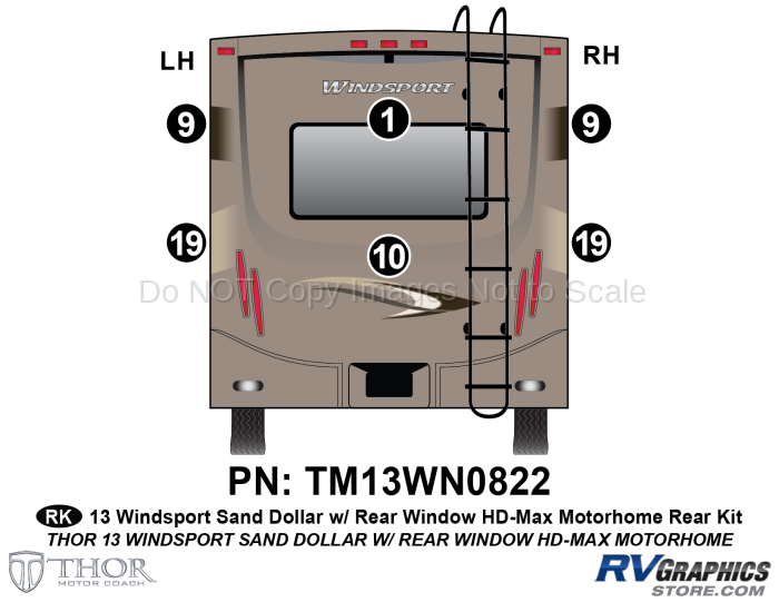 6 Piece 2013 Windsport MH Sand Dollar with Rear Window Rear Graphics Kit