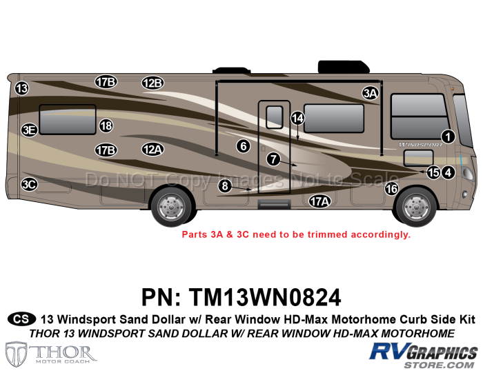 18 Piece 2013 Windsport MH Sand Dollar Curbside Graphics Kit