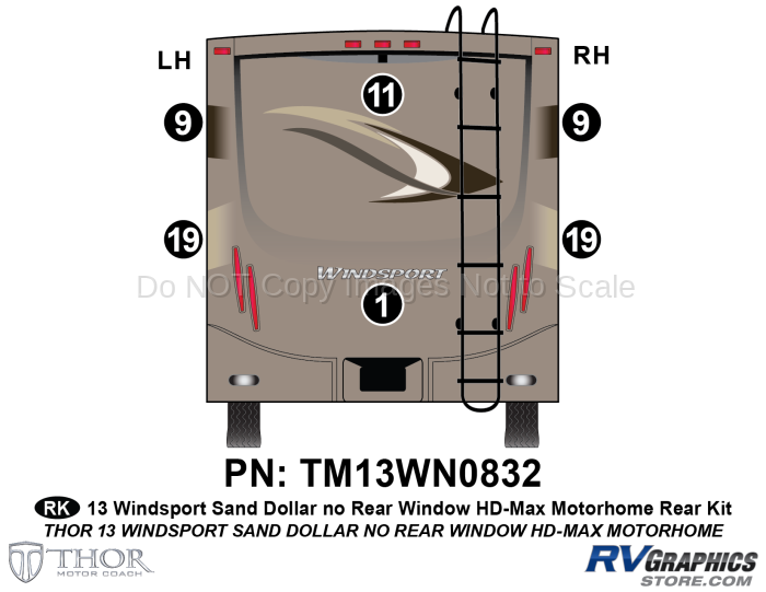 6 Piece 2013 Windsport MH Sand Dollar no Rear Window Rear Graphics Kit