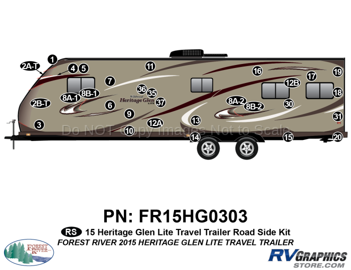 30 Piece 2015 Heritage Glen Travel Trailer Roadside Graphics Kit