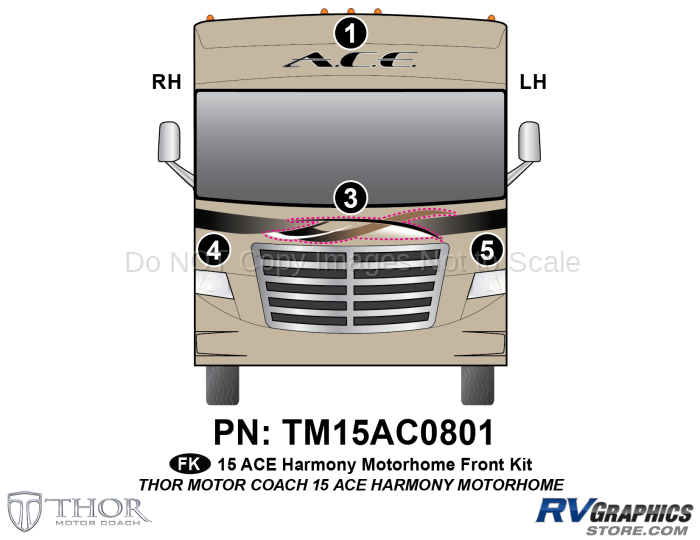 4 Piece 2015 Ace Motorhome Gold Version Front Graphics Kit