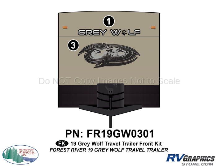 2 Piece 2019 Grey Wolf TT Front Graphics Kit
