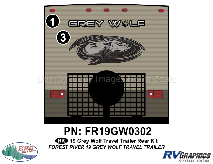 2 Piece 2019 Grey Wolf TT Rear Graphics Kit