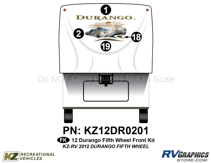 4 Piece 2012 Durango Fifth Wheel Front Graphics Kit