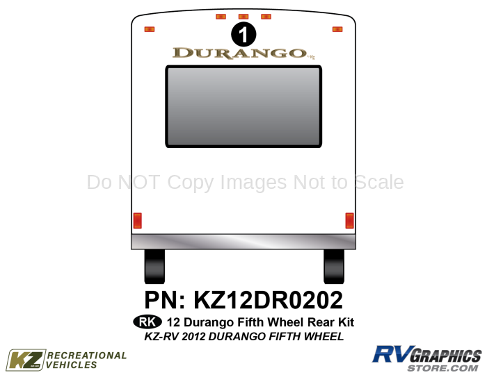 1 Piece 2012 Durango Fifth Wheel Rear Graphics Kit