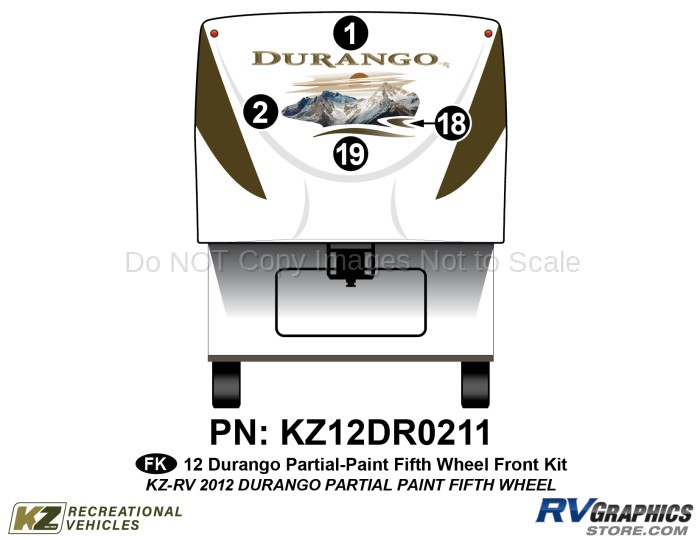 4 Piece 2012 Durango Partial Paint Fifth Wheel Front Graphics Kit