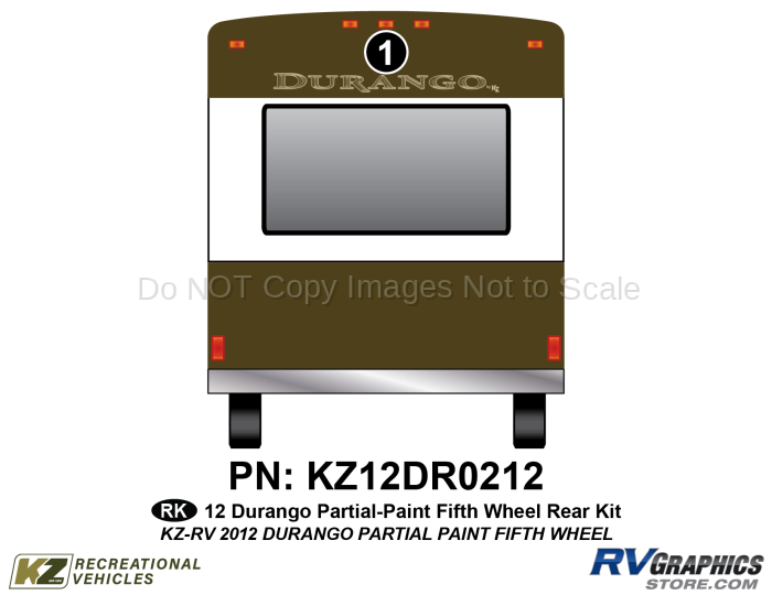 1 Piece 2012 Durango Partial Paint Fifth Wheel Rear Graphics Kit