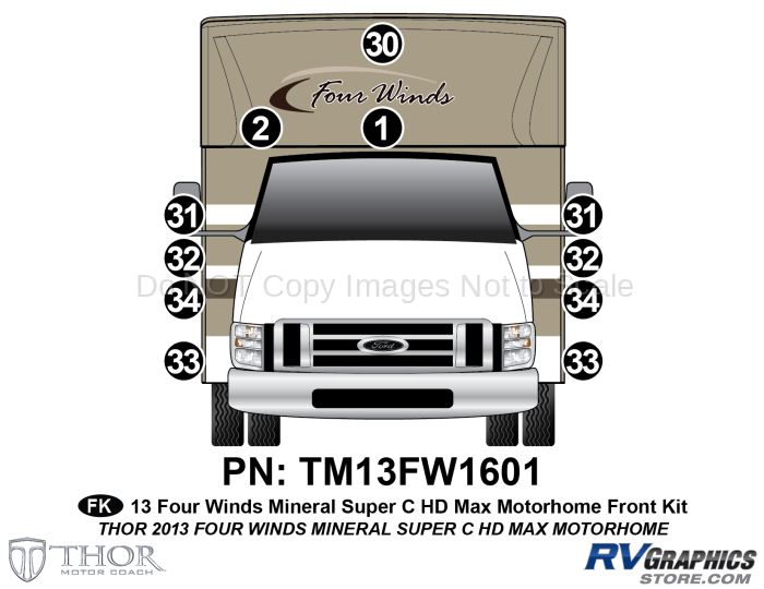 11 Piece 2013 Four Winds Mineral Super C HD Max Front Graphics Kit