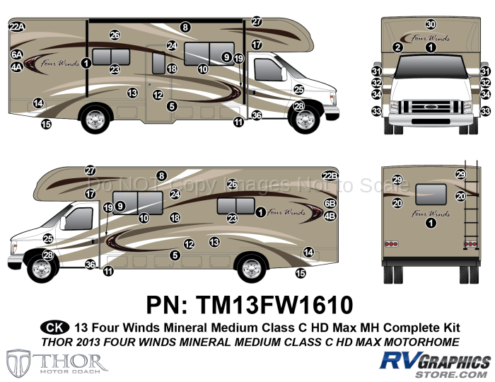 62 Piece 2013 Four Winds Mineral Med Length Complete Graphics Kit