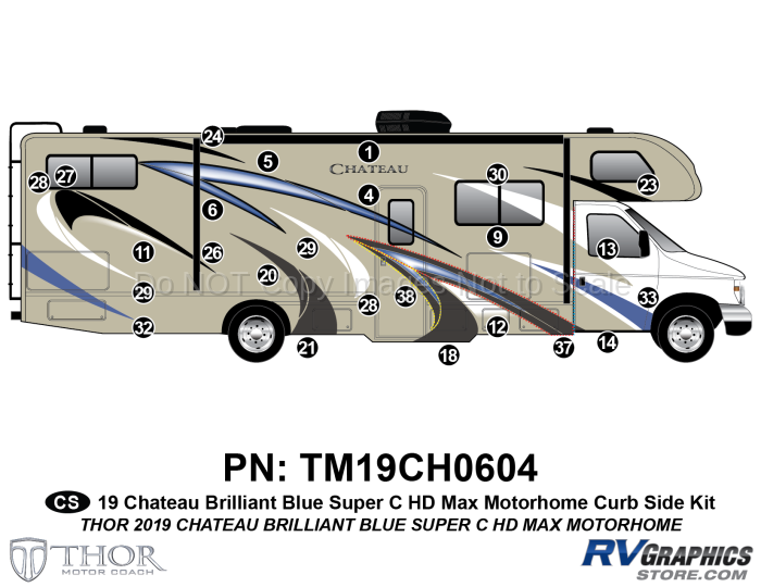25 Piece Chateau HDMax Blue Motorhome Curbside Graphics Kit