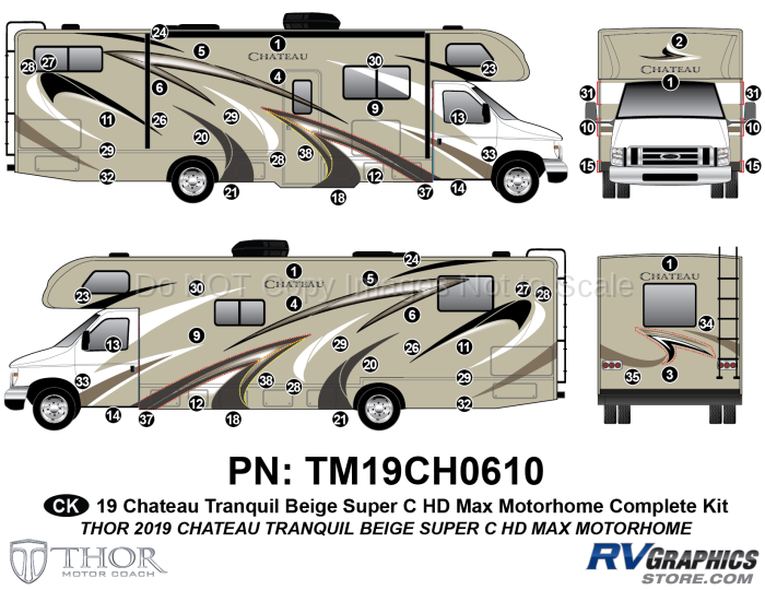 62 Piece Chateau HDMax Beige Motorhome Complete Graphics Kit