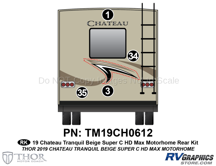 4 Piece Chateau HDMax Beige Motorhome Rear Graphics Kit