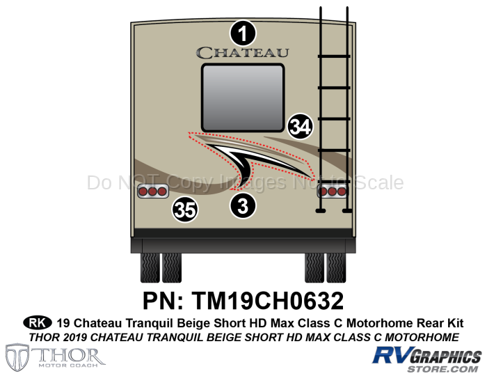 4 Piece Chateau HDMax Beige Small  Motorhome Rear Graphics Kit