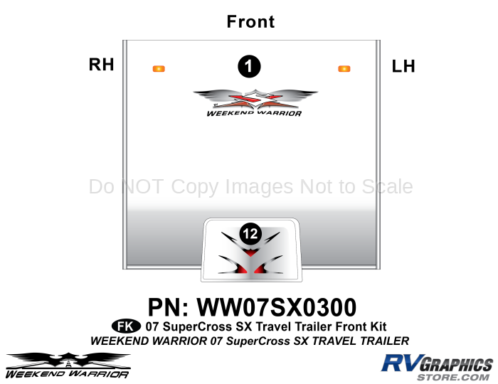 2 Piece 2007-2009 SuperCross SX Travel Trailer Front Graphics Kit