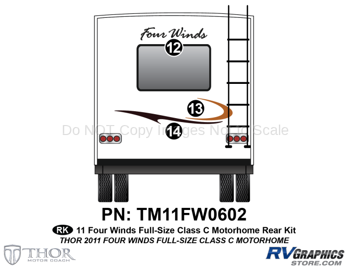 3 Piece 2011 Four Winds Full Size Class C Rear Graphics Kit