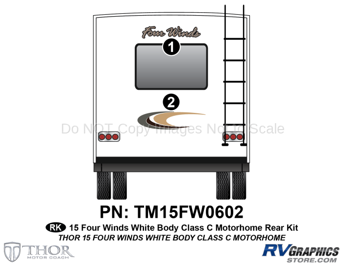 2 Piece 2015 Four Winds MH Whitebody Rear Graphics Kit