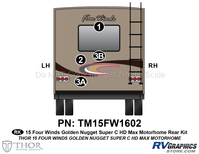 4 Piece 2015 Four Winds MH Super C Golden Nugget Rear Graphics Kit