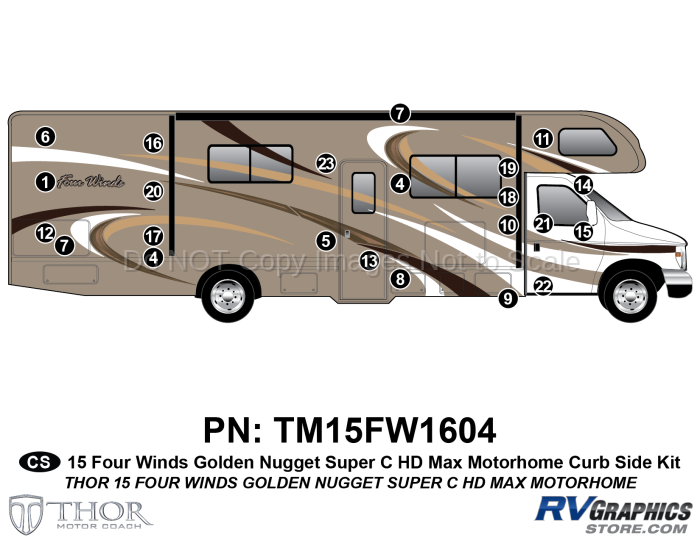 23 Piece 2015 Four Winds MH Super C Golden Nugget Curbside Graphics Kit