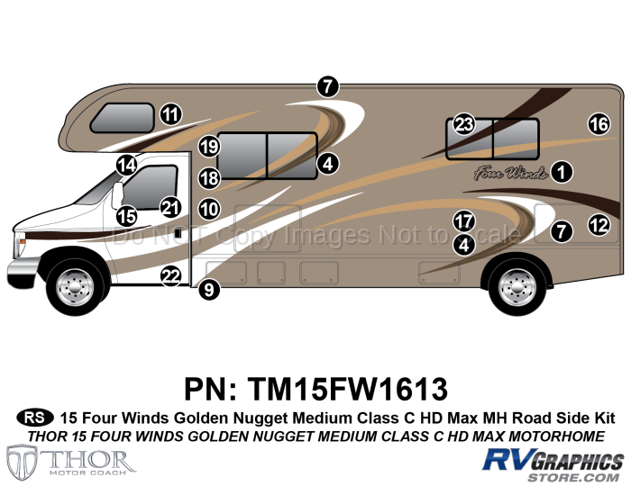 25 Piece 2015 Four Winds MH Medium Golden Nugget Roadside Graphics Kit