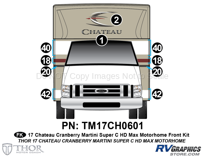 10 Piece 2017 Chateau HD Max Cranberry Front Graphics Kit