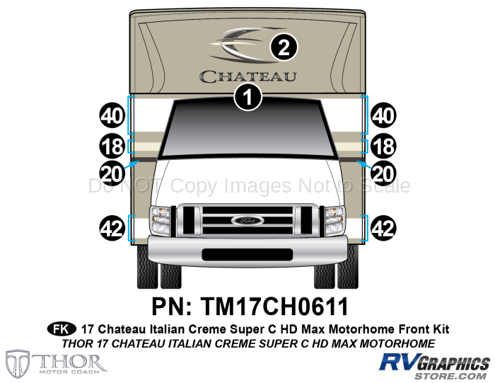 10 Piece 2017 Chateau HD Max Cream&Gray Front Graphics Kit