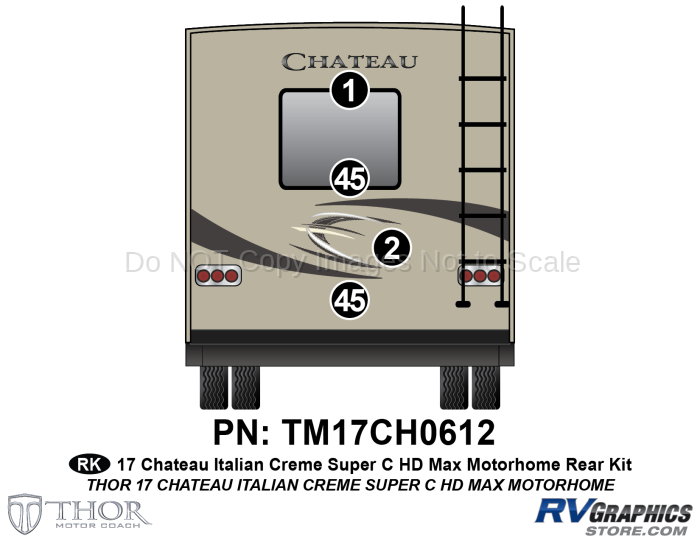 4 Piece 2017 Chateau HD Max Cream&Gray Rear Graphics Kit