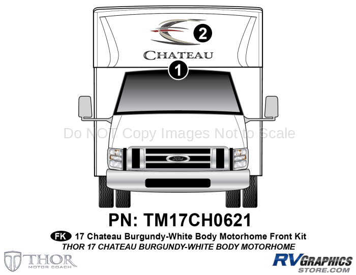 10 Piece 2017 Chateau Standard Burgundy Front Graphics Kit