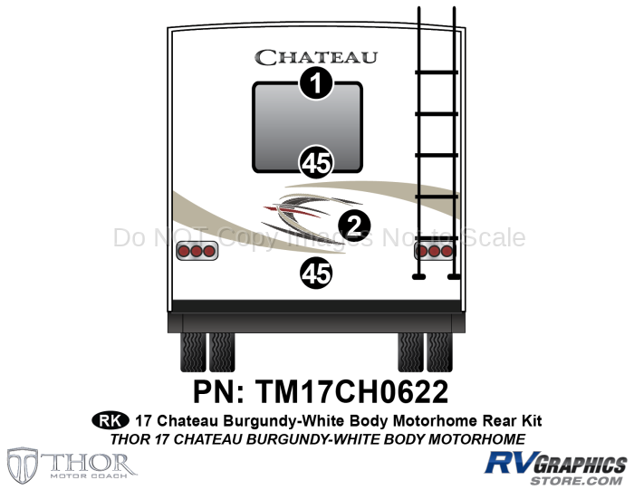 4 Piece 2017 Chateau Standard Burgundy Rear Graphics Kit