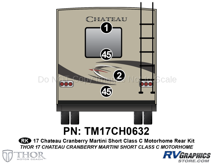 4 Piece 2017 Chateau HD Max Short Version Cranberry Rear Graphics Kit