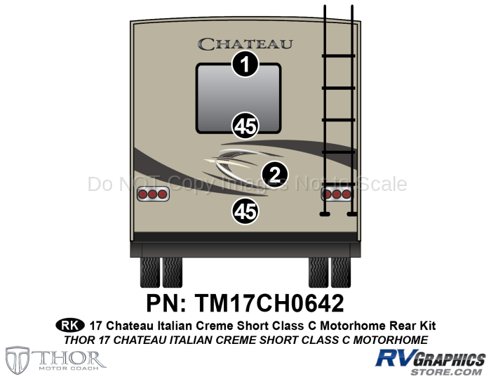 4 Piece 2017 Chateau Cream&Gray Small MH Rear Graphics Kit