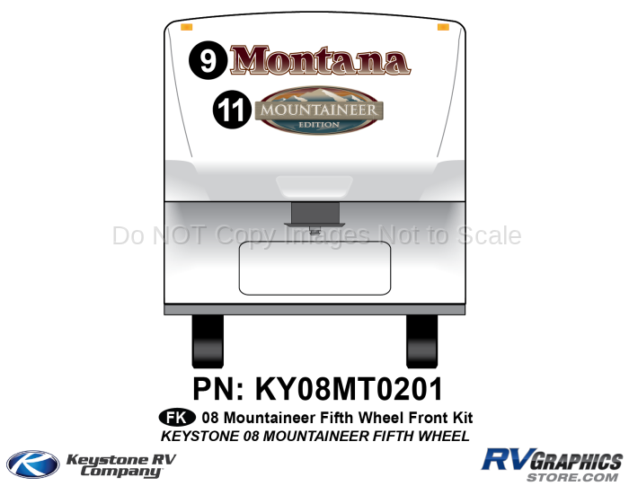 2 Piece 2008 Mountaineer Fifth Wheel Front Graphics Kit