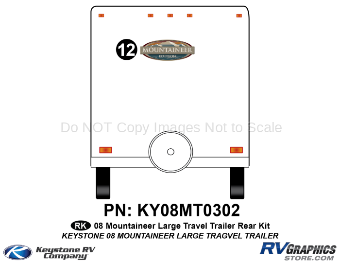 1 Piece 2008 Mountaineer Lg Travel Trailer Rear Graphics Kit